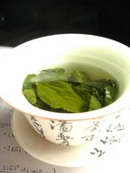 Tea leaves steeping in a mile chai